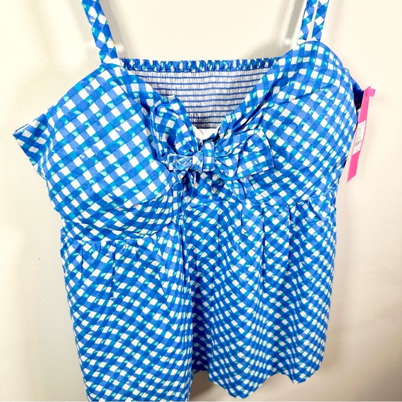 Lilly Pulitzer Mitzi Cotton Cami Boca Blue Double Checking - Picture 7 of 11